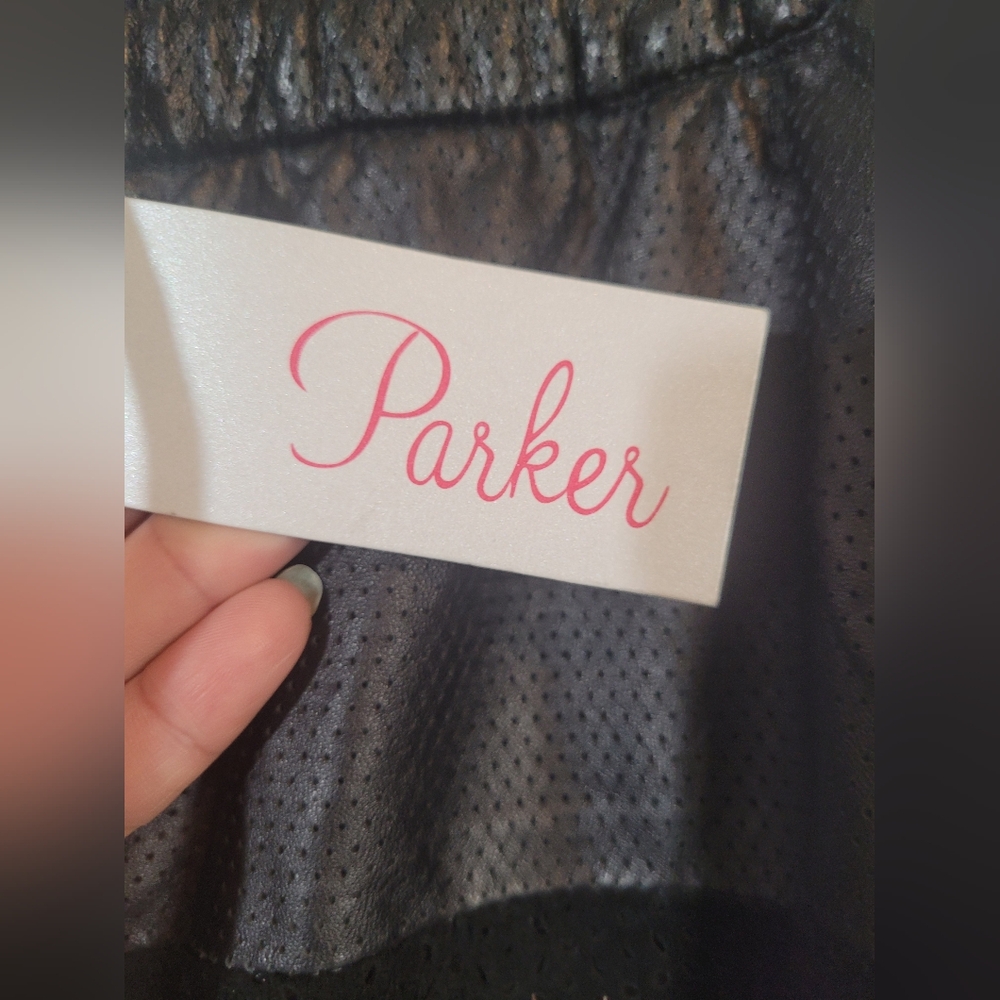 Parker brand pants, black, with mesh design and leather on the top. Joggers. - Picture 3 of 13